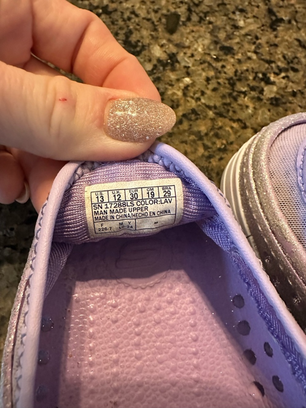 Skechers Lavender Glitter Slip-On Sneakers - Picture 3 of 7